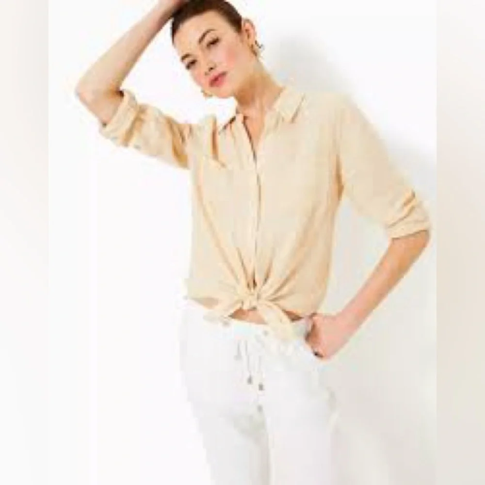 NWT Lilly Pulitzer SEA VIEW BUTTON DOWN SAND BAR X RESORT WHITE XXL - Picture 2 of 5